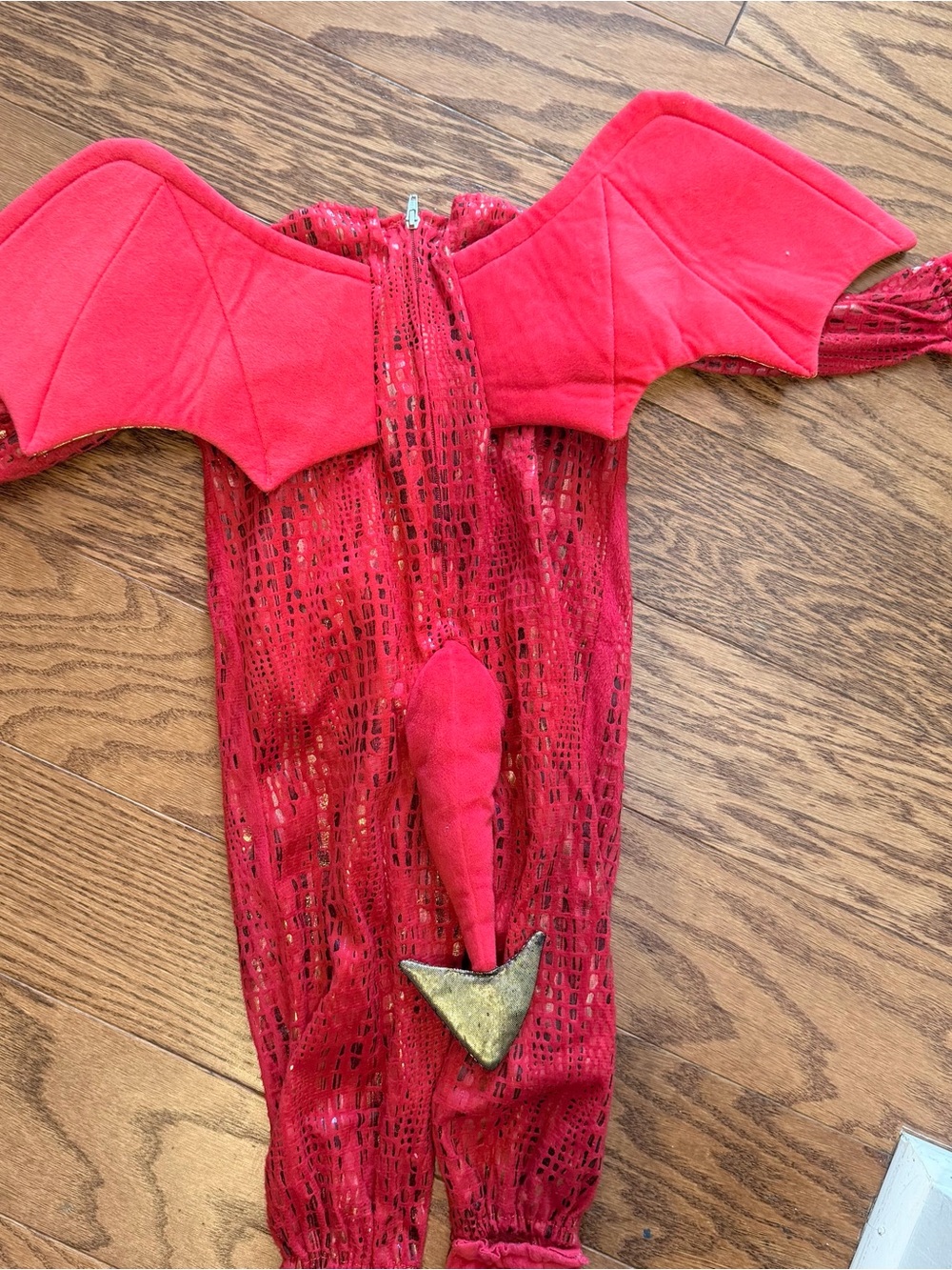 Pottery Barn Kids Red and Gold Dragon Costume with Wings bodysuit - Picture 6 of 8